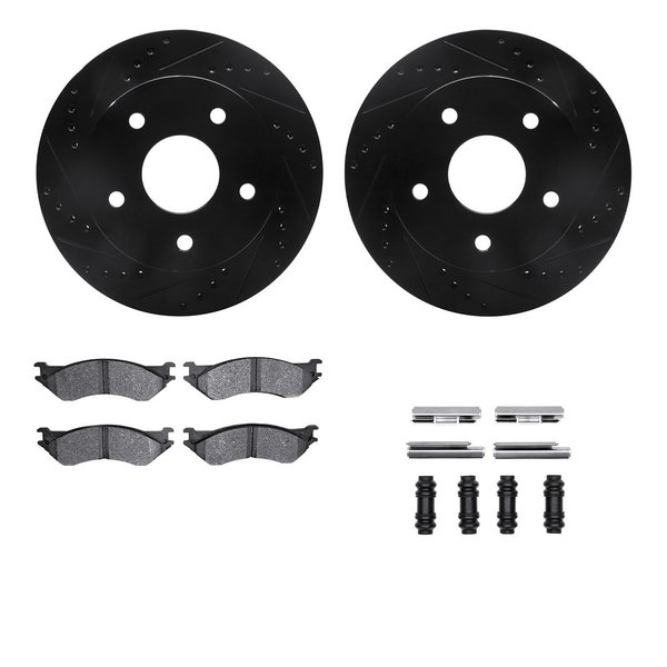 Dynamic Friction Co 8512-40067, Rotors-Drilled and Slotted-Black w/ 5000 Advanced Brake Pads incl. Hardware, Zinc Coated 8512-40067